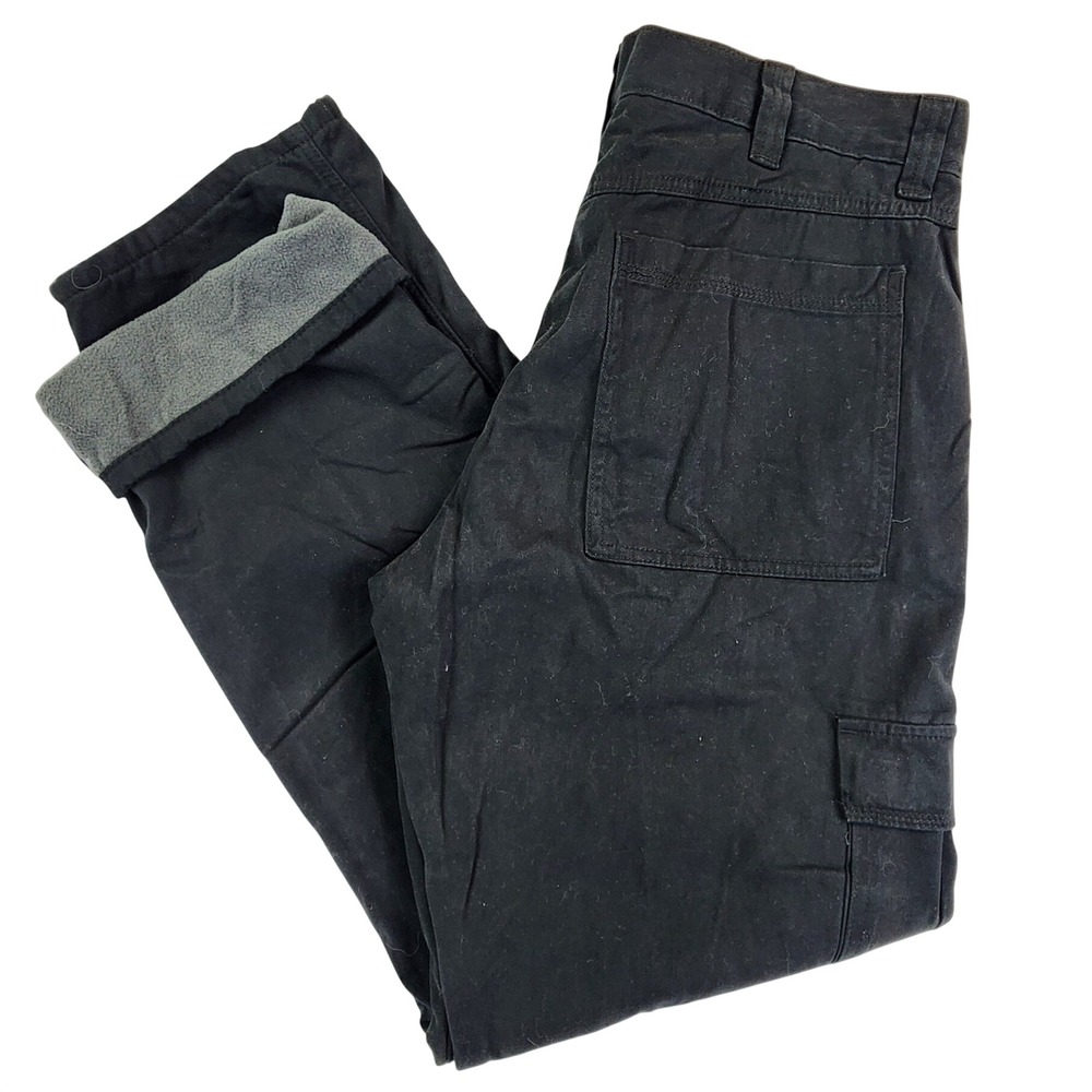 Wrangler Black Relaxed Fit Cargo Men 34x34 Fleece Lined Winter Workwear Gorpcore